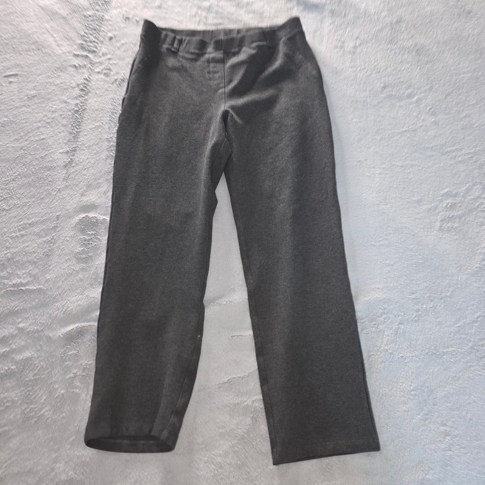 Quince Ultra-Stretch Ponte Straight Leg Pants Charcoal Gray Medium Petite